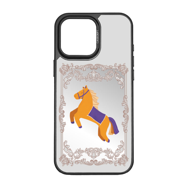 iPhone 16 Pro Max Mirror Case - Black Victorian Horse