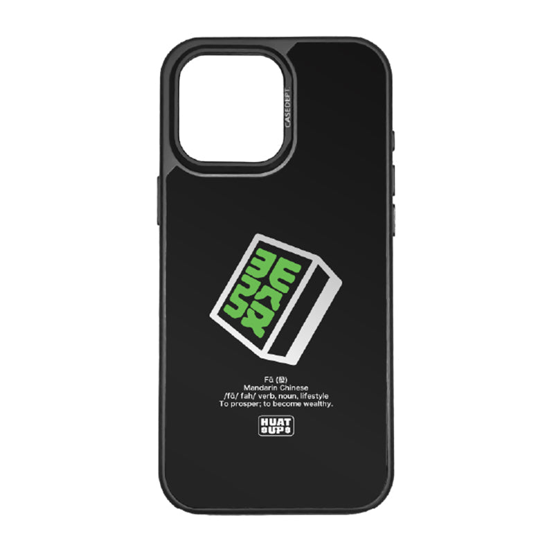 iPhone 16 Pro Max Mirror Case - Black Huat Up Mahjong Tile Fa