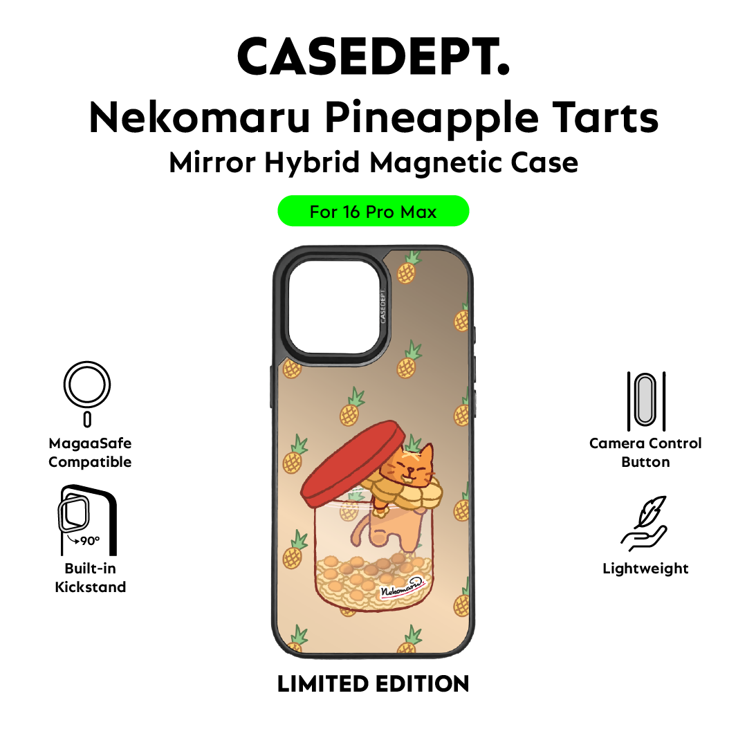 iPhone 16 Pro Max Mirror Case - Black Nekomaru Pineapple Tarts