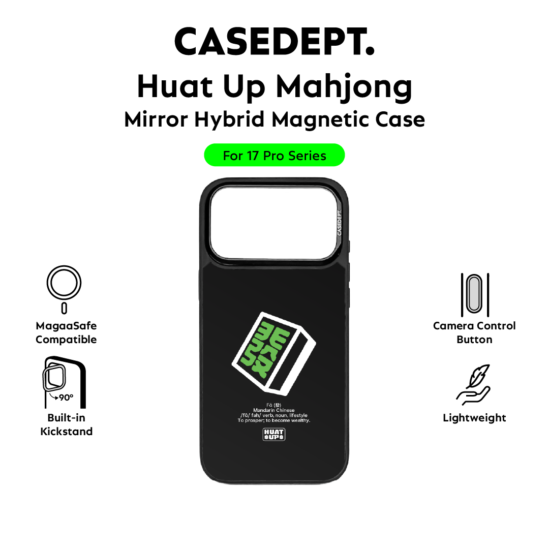 iPhone 17 Pro | 17 Pro Max Mirror Case - Black Huat Up Mahjong Tile Fa