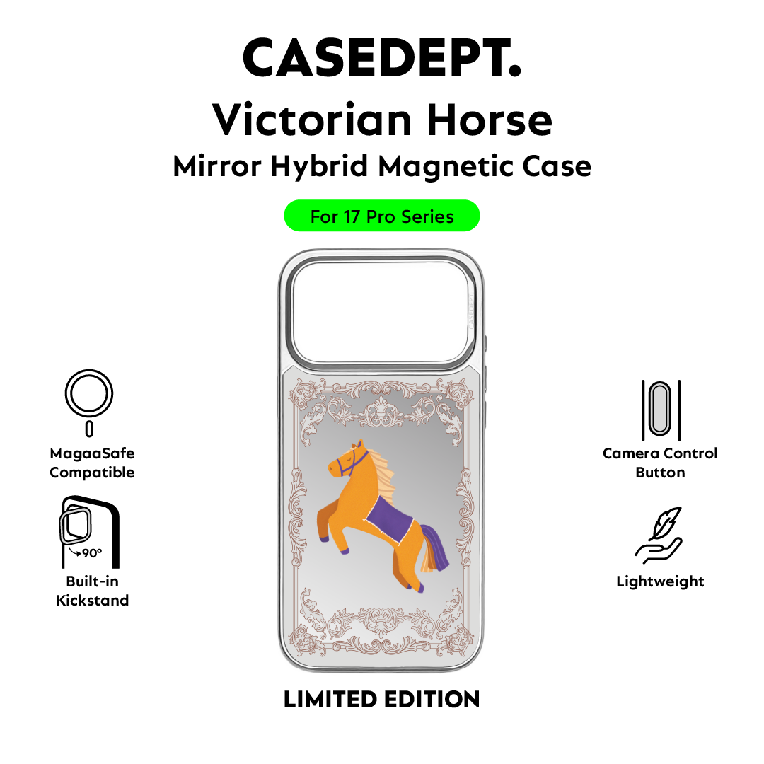 iPhone 17 Pro | 17 Pro Max Mirror Case - Silver Victorian Horse