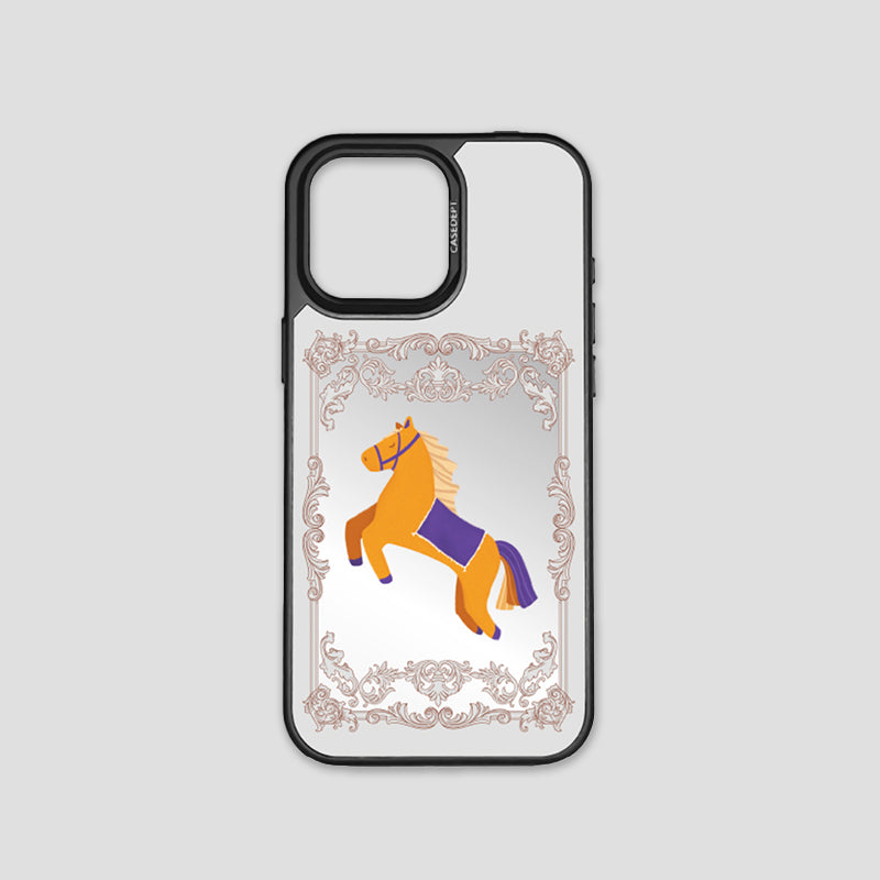 iPhone 16 Pro Max Mirror Case - Black Victorian Horse