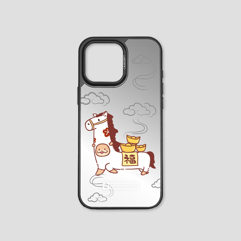 iPhone 16 Pro Max Mirror Case - Black Anyhow Otter Lucky Horse